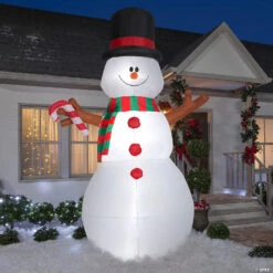 10 Ft. Blow-Up Inflatable Swiveling Snowman With Built-In LED Lights Outdoor Yard Decoration -Halloween Decoration Series 10 ft blow up inflatable swiveling snowman with built in led lights outdoor yard decorationss880160g a02