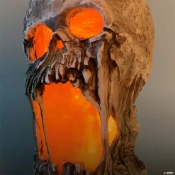12" Flaming Rotted Skull Animated Prop -Halloween Decoration Series 12 flaming rotted skull animated proptt60064 a03