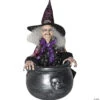14" Bouncing Witch In Cauldron Halloween Animated Prop -Halloween Decoration Series 14 bouncing witch in cauldron halloween animated propss61509