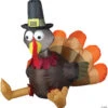 35" Blow-Up Inflatable Pilgrim Turkey With Built-In LED Lights Outdoor Yard Decoration