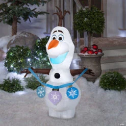 4 Ft. Blow-Up Inflatable Frozen Olaf With Ornaments With Built-In LED Lights Outdoor Yard Decoration -Halloween Decoration Series 4 ft blow up inflatable frozen olaf with ornaments with built in led lights outdoor yard decorationss119003g a02