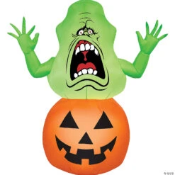 42" Blow-Up Inflatable Ghostbusters Slimer On Pumpkin With Built-In LED Lights Outdoor Yard Decoration