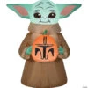 42" Blow-Up Inflatable Star Wars The Mandalorian Grogu The Child With Pumpkin & Built-In LED Lights Outdoor Yard Decoration