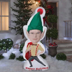 6 Ft. Blow-Up Inflatable Dwight Schrute With Built-In LED Lights Outdoor Yard Decoration -Halloween Decoration Series 6 ft blow up inflatable dwight schrute with built in led lights outdoor yard decorationss118983g a02
