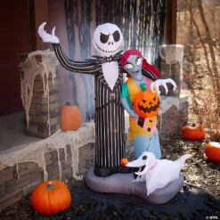 6 Ft. Blow-Up Inflatable Nightmare Before Christmas Jack, Sally & Zero With Built-In LED Lights Outdoor Yard Decoration -Halloween Decoration Series 6 ft blow up inflatable nightmare before christmas jack sally and zero with built in led lights outdoor yard decorationss220951g a02