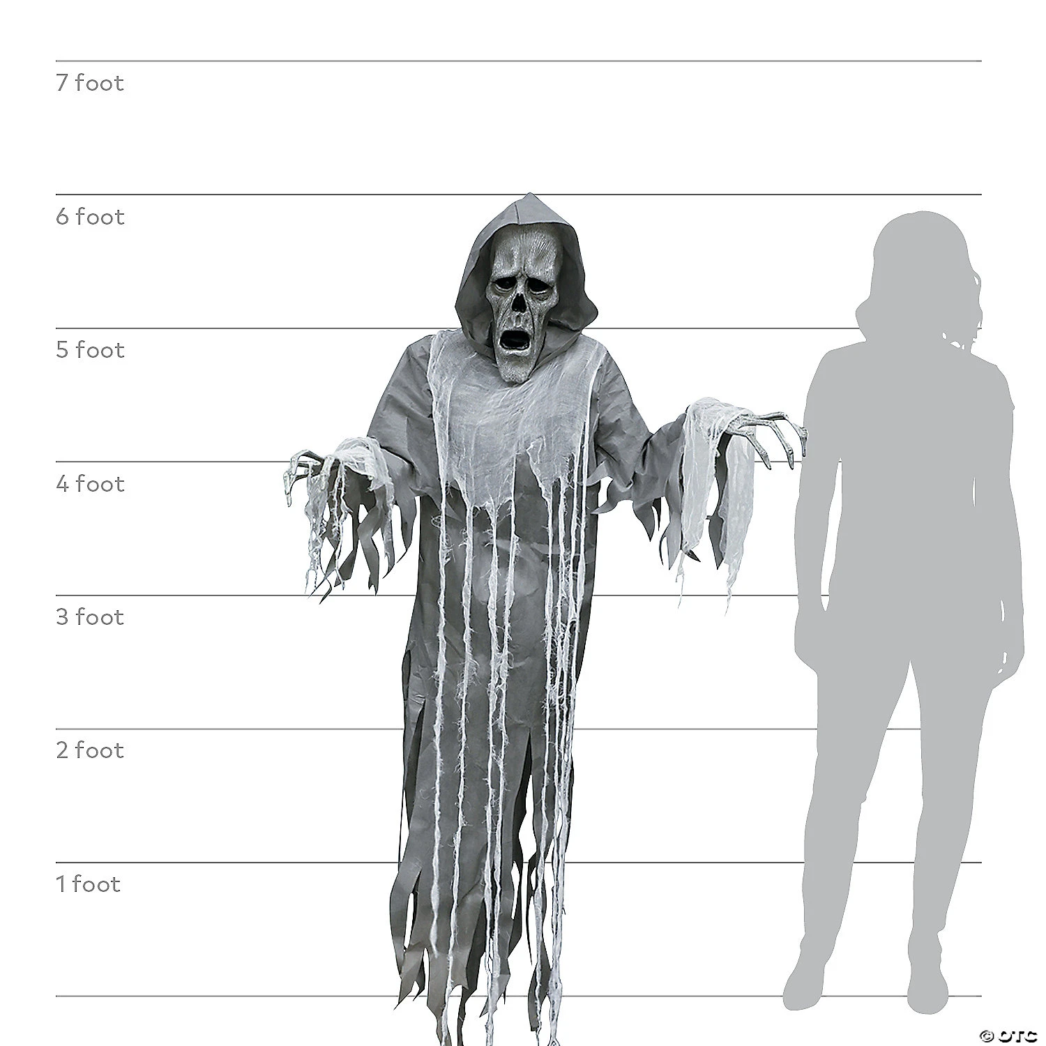 6' Hanging Animated Phantom Halloween Decoration 7 6' Hanging Animated Phantom Halloween Decoration - Image 5