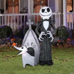 60" Blow Up Inflatable Nightmare Before Christmas Jack Skellington & Zero With House Outdoor Halloween Yard Decoration -Halloween Decoration Series 60 blow up inflatable nightmare before christmas jack skellington and zero with house outdoor halloween yard decorationss224416g a02