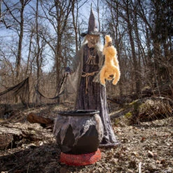 7' Cauldron Cat-Tastrophe Animated Prop Decoration