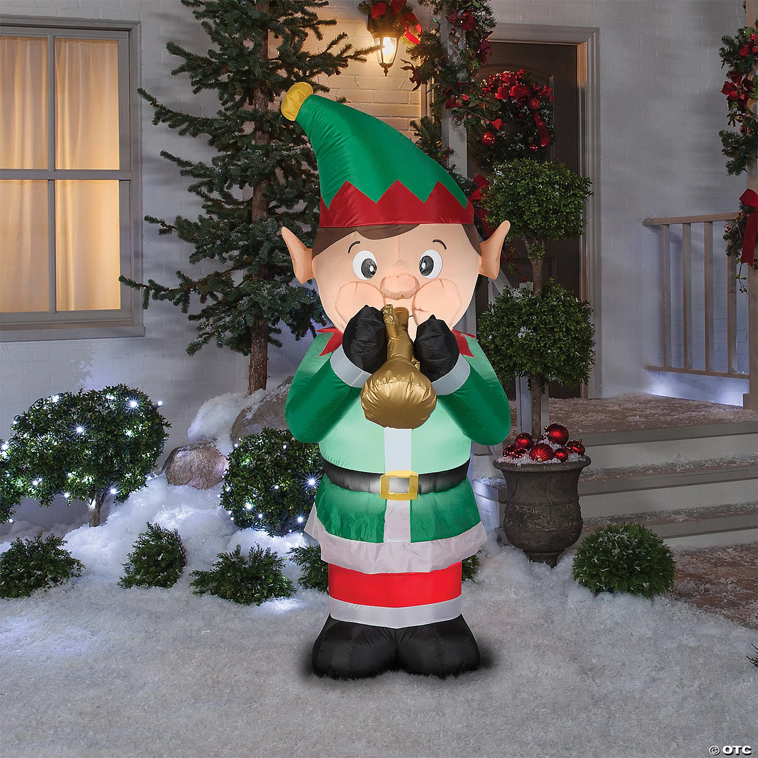 72" Blow Up Inflatable Animated Elf Playing Trumpet Outdoor Yard Decoration 4 72" Blow Up Inflatable Animated Elf Playing Trumpet Outdoor Yard Decoration - Image 2