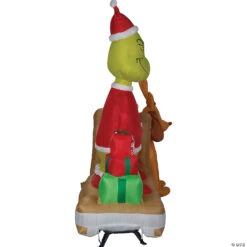 72" Blow Up Inflatable Dr. Seuss™ The Grinch & Max On Sled Outdoor Yard Decoration -Halloween Decoration Series 72 blow up inflatable dr seuss the grinch and max on sled outdoor yard decorationss111796g a02