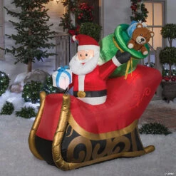 77" Blow-Up Inflatable Santa Sleigh With Built-In LED Lights Outdoor Yard Decoration -Halloween Decoration Series 77 blow up inflatable santa sleigh with built in led lights outdoor yard decorationss119835g a02