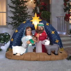 78" Blow-Up Inflatable Snowy Night Nativity With Built-In Lights Outdoor Yard Decoration -Halloween Decoration Series 78 blow up inflatable snowy night nativity with built in lights outdoor yard decorationss118905g a02