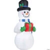 8 Ft. Blow-Up Inflatable Snowman With Present & Built-In LED Lights Outdoor Yard Decoration -Halloween Decoration Series 8 ft blow up inflatable snowman with present and built in led lights outdoor yard decorationss114274g