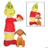 Airblown® Animated Grinch Putting Santa Hat On Max 35" Inflatable Christmas Outdoor Yard Decor -Halloween Decoration Series airblown animated grinch putting santa hat on max 35 inflatable christmas outdoor yard decorss882538g