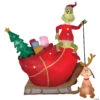 Airblown® Grinch And Max In Sleigh Colossal Scene 118" Inflatable Christmas Outdoor Yard Decor -Halloween Decoration Series airblown grinch and max in sleigh colossal scene 118 inflatable christmas outdoor yard decorss882542g
