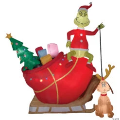 Airblown® Grinch And Max In Sleigh Colossal Scene 118" Inflatable Christmas Outdoor Yard Decor