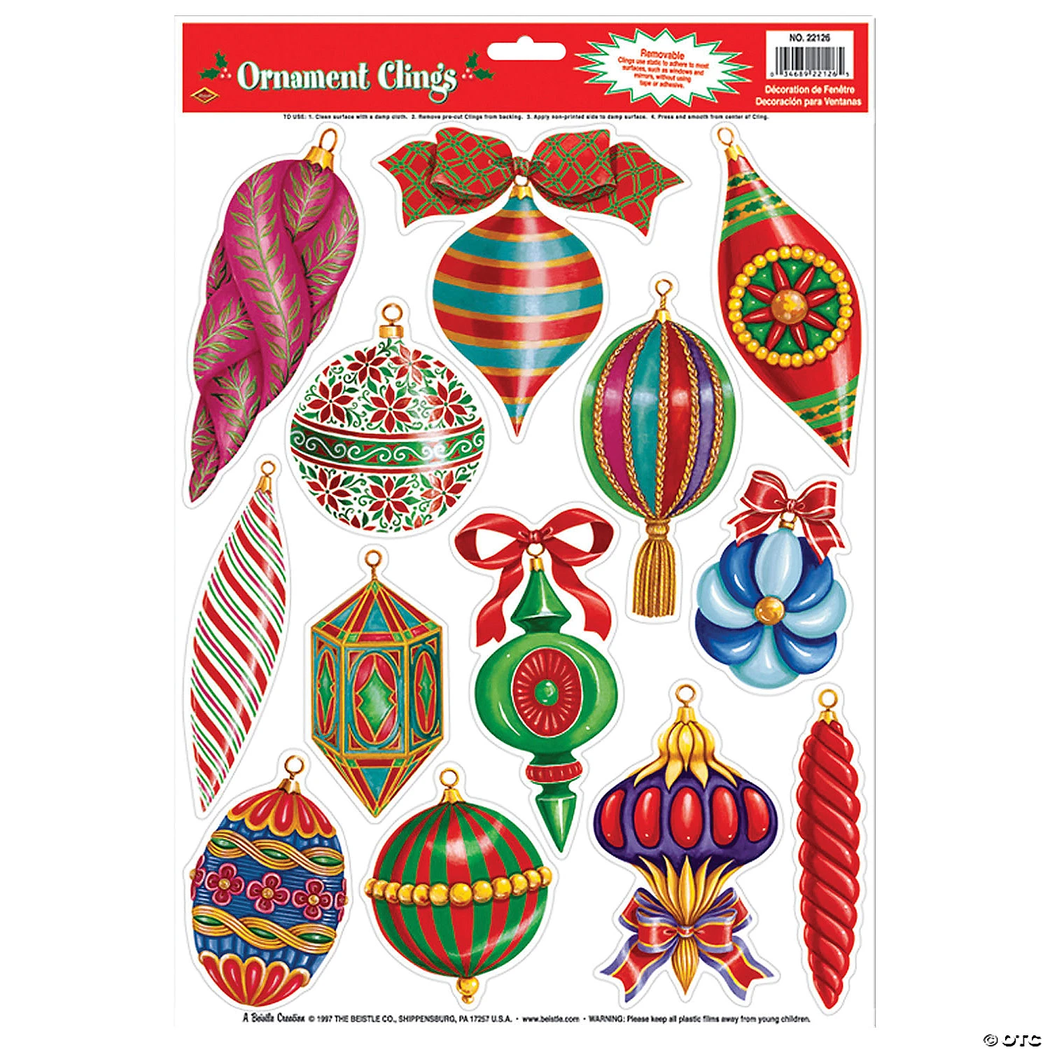 Christmas Ornament Window Clings 3 Christmas Ornament Window Clings