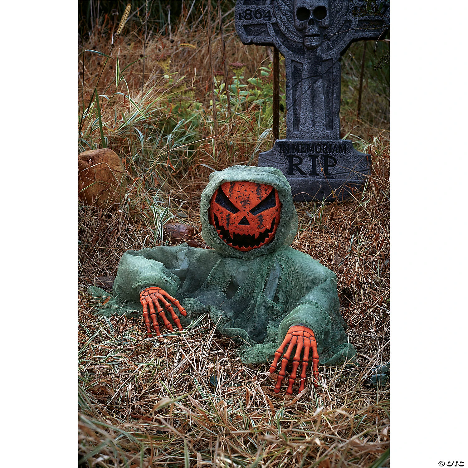 Hooded Pumpkin Grave Breaker Decoration 3 Hooded Pumpkin Grave Breaker Decoration